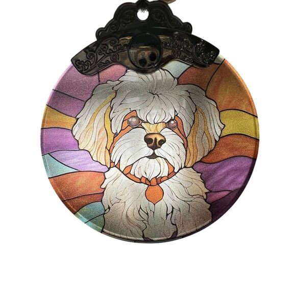 Decorative Dog Christmas Ornament‎ Stained Glass Style Art Holiday Home Decor - Picture 6 of 13